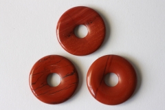 Set of 3 red jasper 30mm donuts