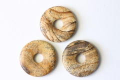 Set of 3 landscape jasper 30mm donuts