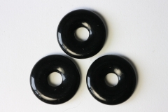 Set of 3 obsidian black 30mm donuts