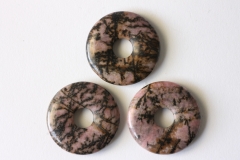 Set of 3 rhodonite 30mm donuts