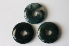 Set of 3 moss agate 30mm donuts