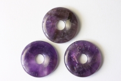 Set of 3 amethyst 30mm donuts