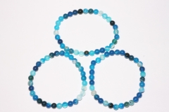 Striped Agate blue Ball Bracelet 6 mm